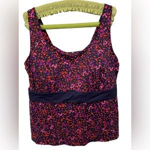 Lands' End Women's Swim Top - Pink and Purple Floral